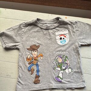Disney Pixar Toy Story Gray Short Sleeve Kids Tee - Woody & Buzz